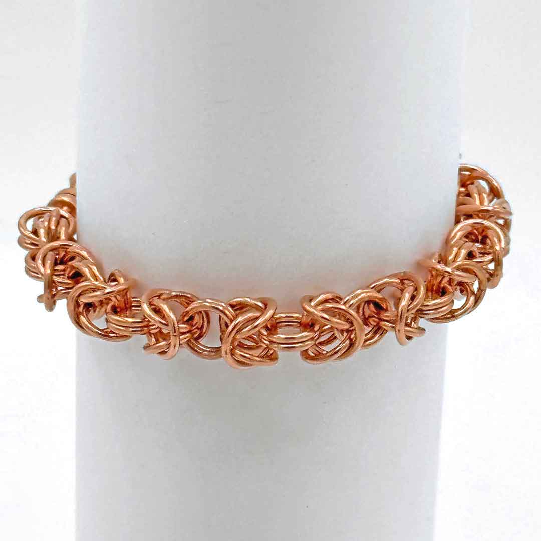 Copper byzantine chain maille bracelet.